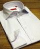 CHEMISE COL ITALIEN BLANCHE A RAYURE CIEL
