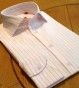 CHEMISE COL ITALIEN BLANC RAYURE ROSE